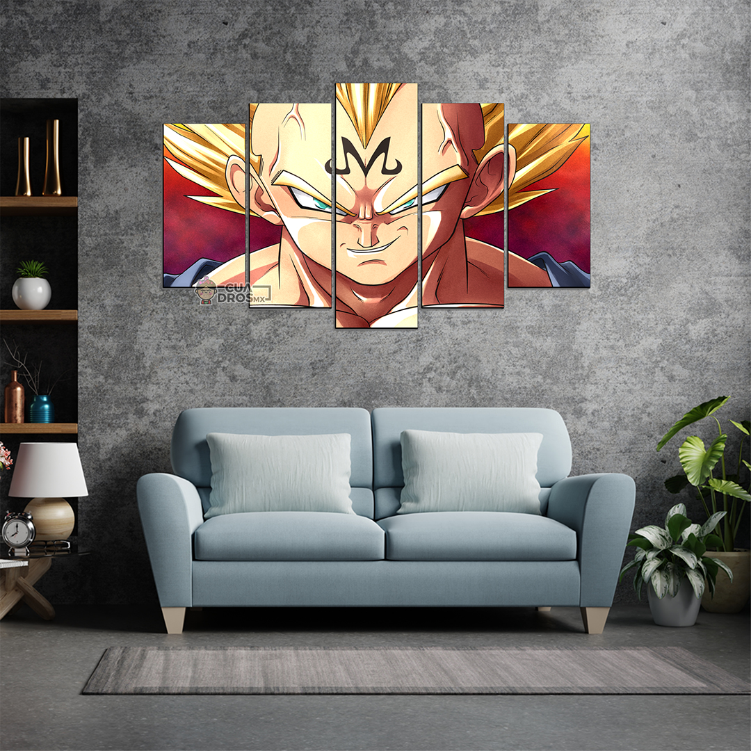 Cuadro Decorativo Dragon Ball Majin Vegeta 100x60cm 5pzs Cuadros MX
