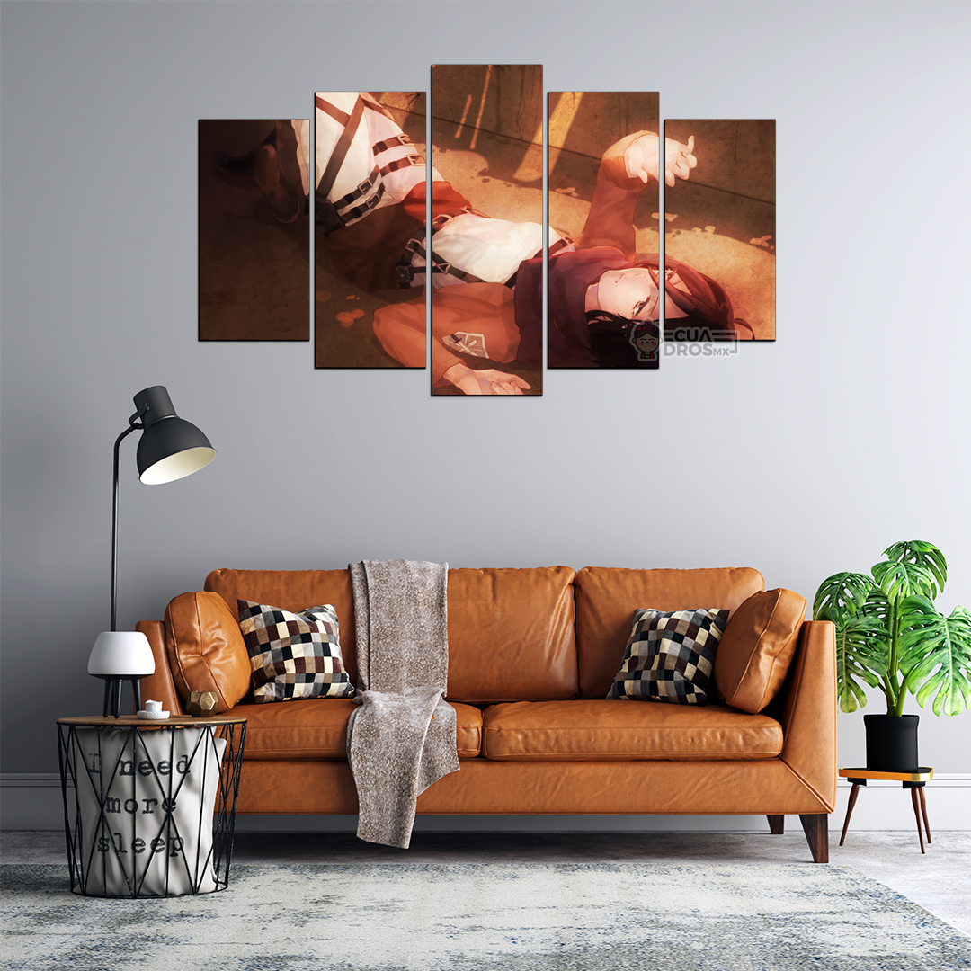 Cuadro Decorativo Anime Mikasa Ackerman Shingeki no Kyojin 100x60cm 5pzs Cuadros MX