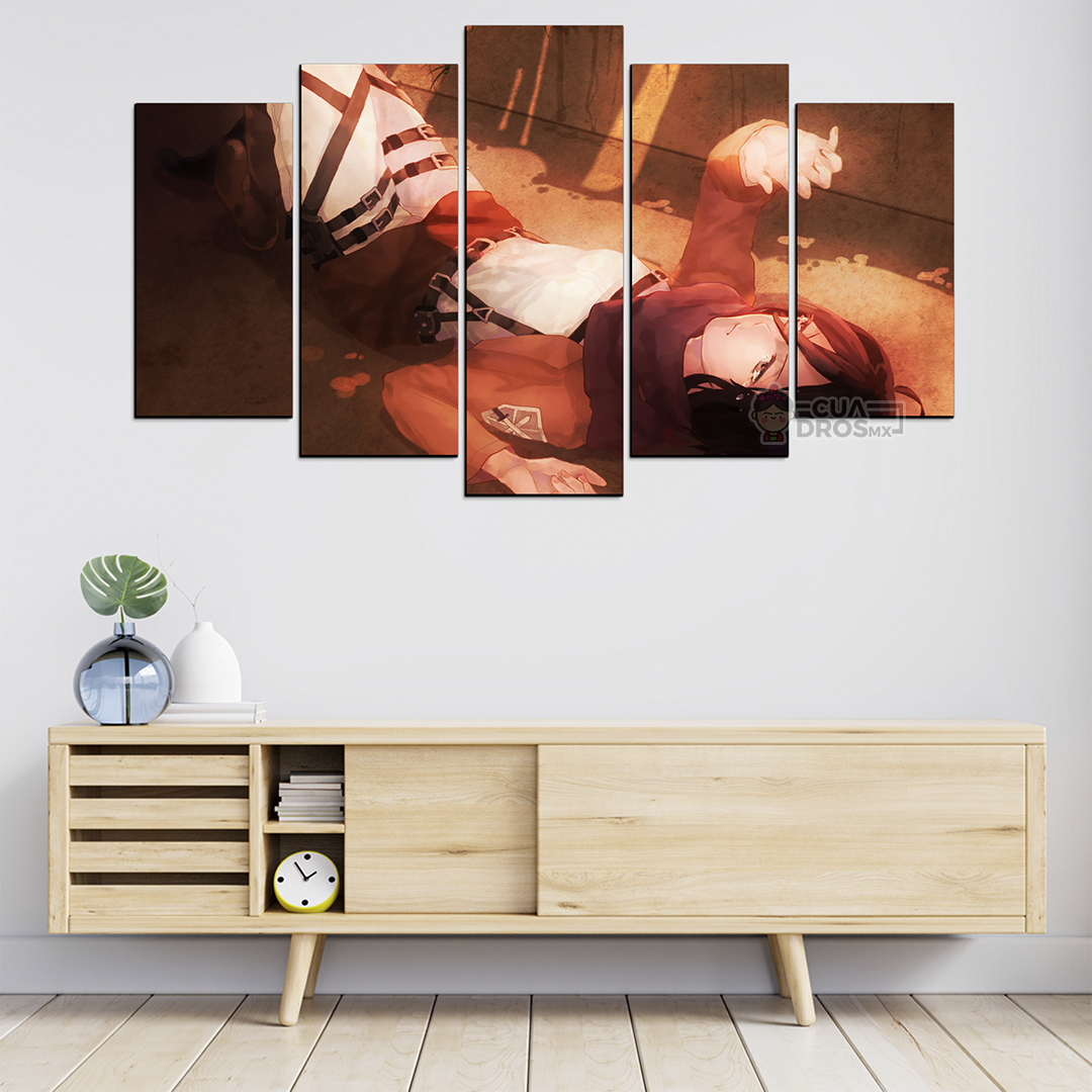 Cuadro Decorativo Anime Mikasa Ackerman Shingeki no Kyojin 100x60cm 5pzs Cuadros MX