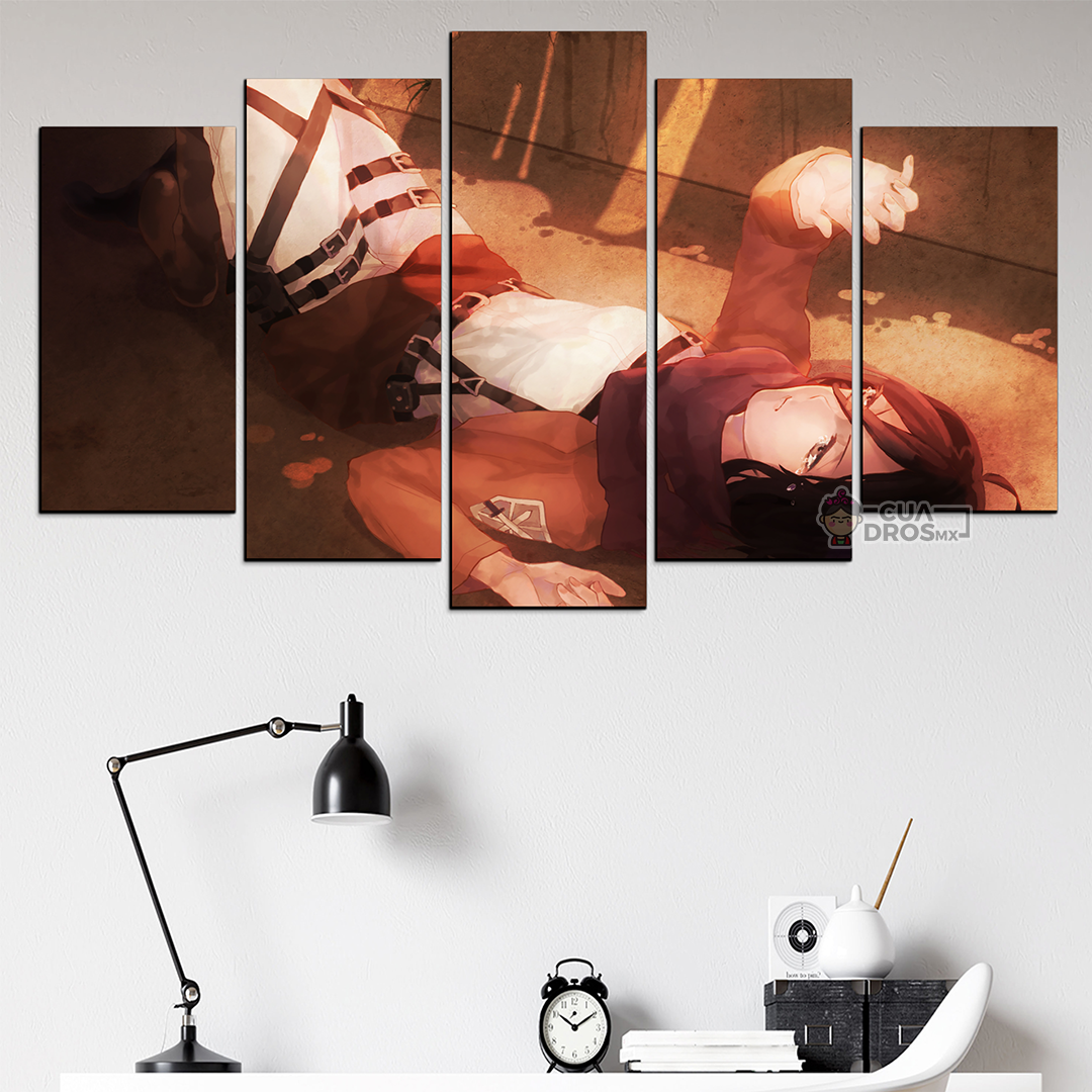 Cuadro Decorativo Anime Mikasa Ackerman Shingeki no Kyojin 100x60cm 5pzs Cuadros MX