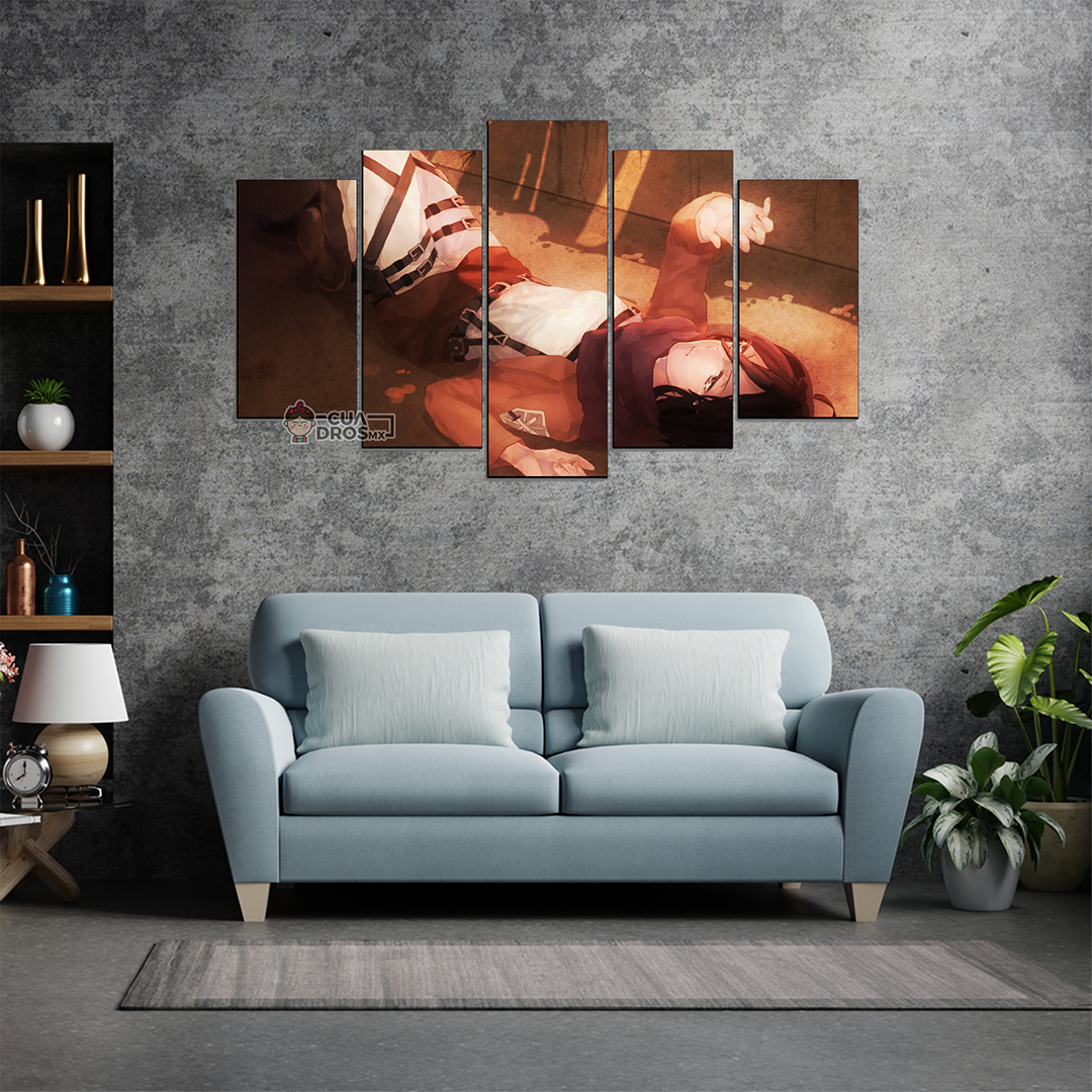 Cuadro Decorativo Anime Mikasa Ackerman Shingeki no Kyojin 100x60cm 5pzs Cuadros MX