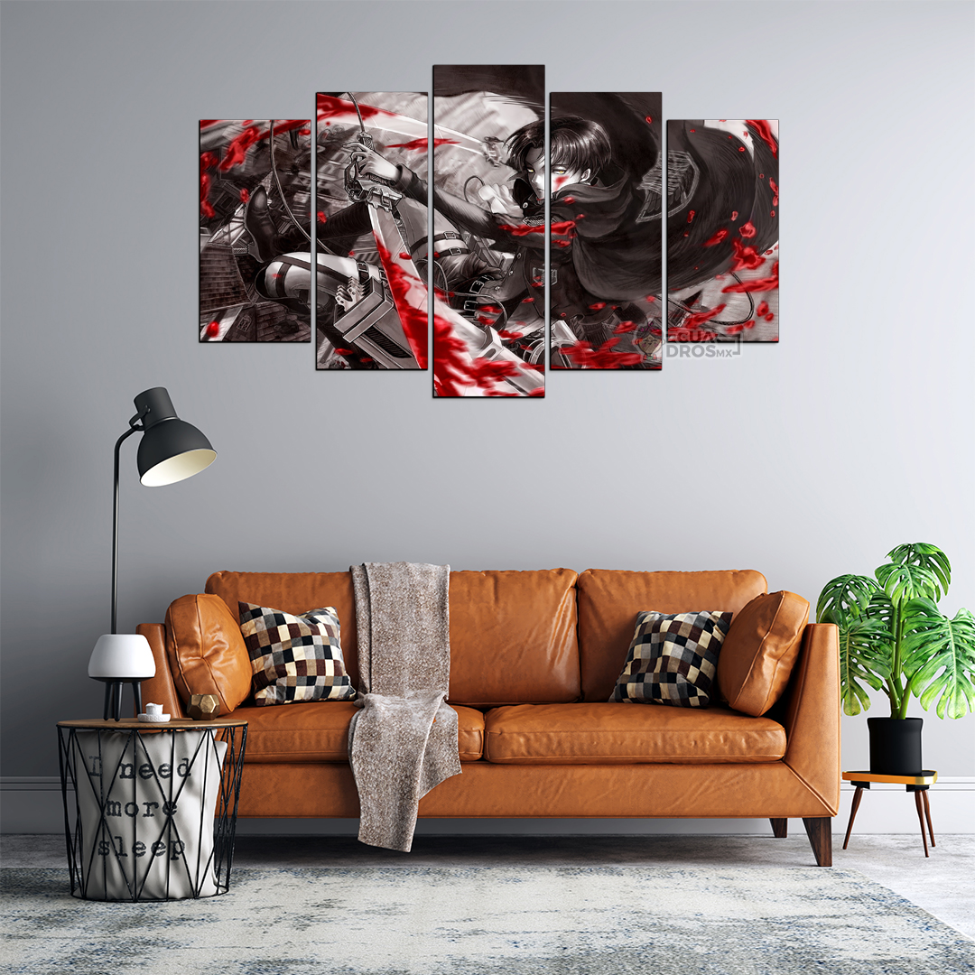 Cuadro Decorativo Anime Levi Ackerman Shingeki no Kyojin 100x60cm 5pzs Cuadros MX