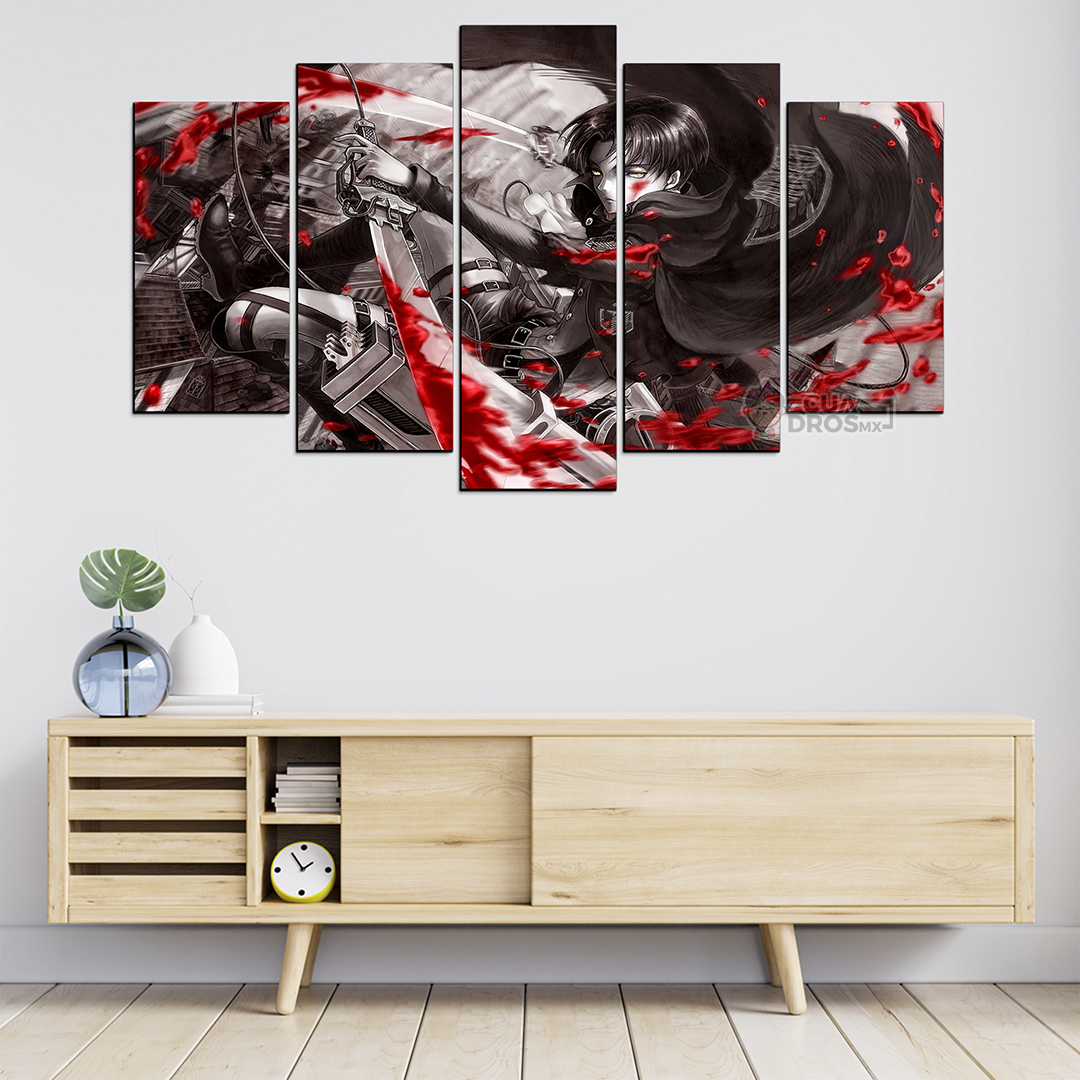 Cuadro Decorativo Anime Levi Ackerman Shingeki no Kyojin 100x60cm 5pzs Cuadros MX