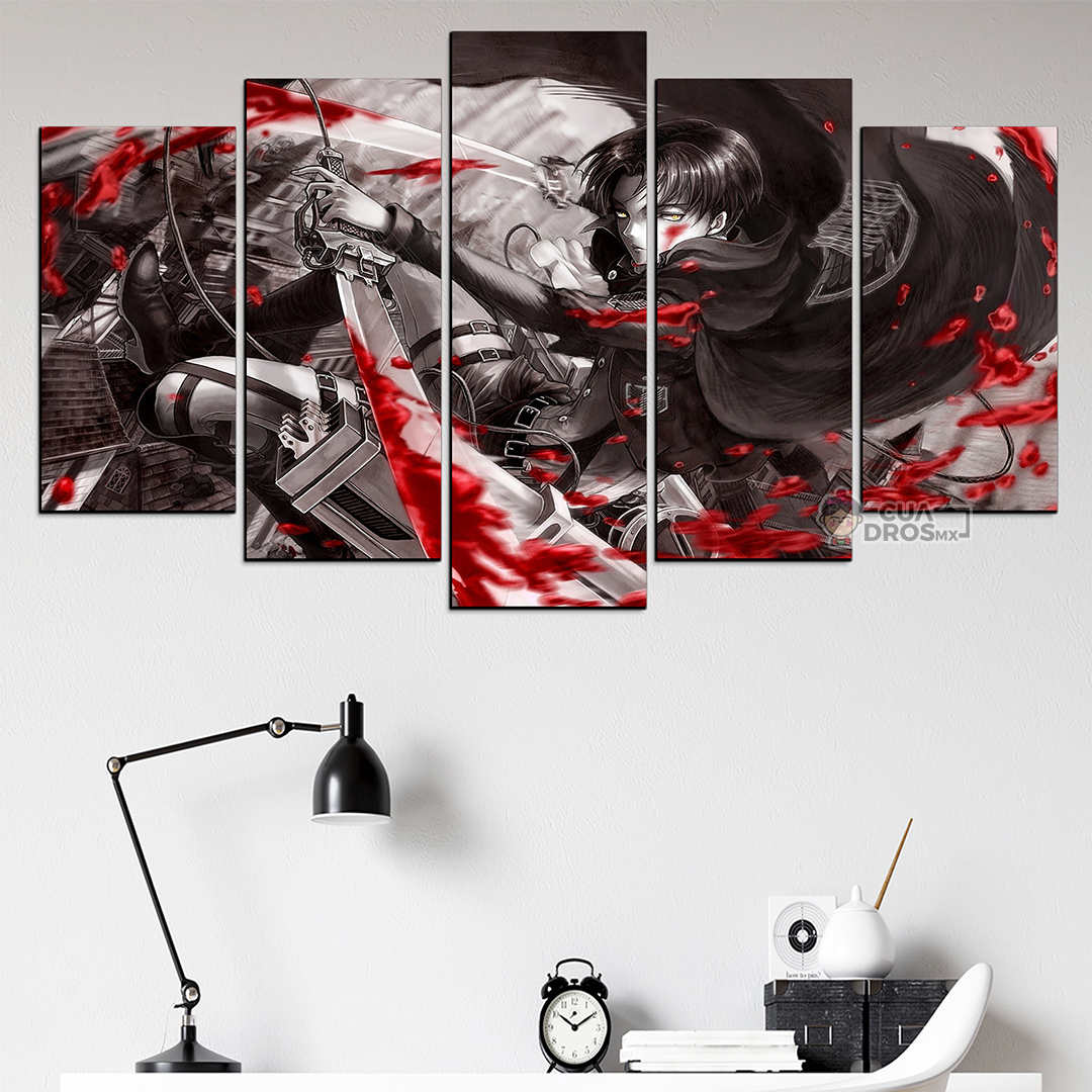 Cuadro Decorativo Anime Levi Ackerman Shingeki no Kyojin 100x60cm 5pzs Cuadros MX