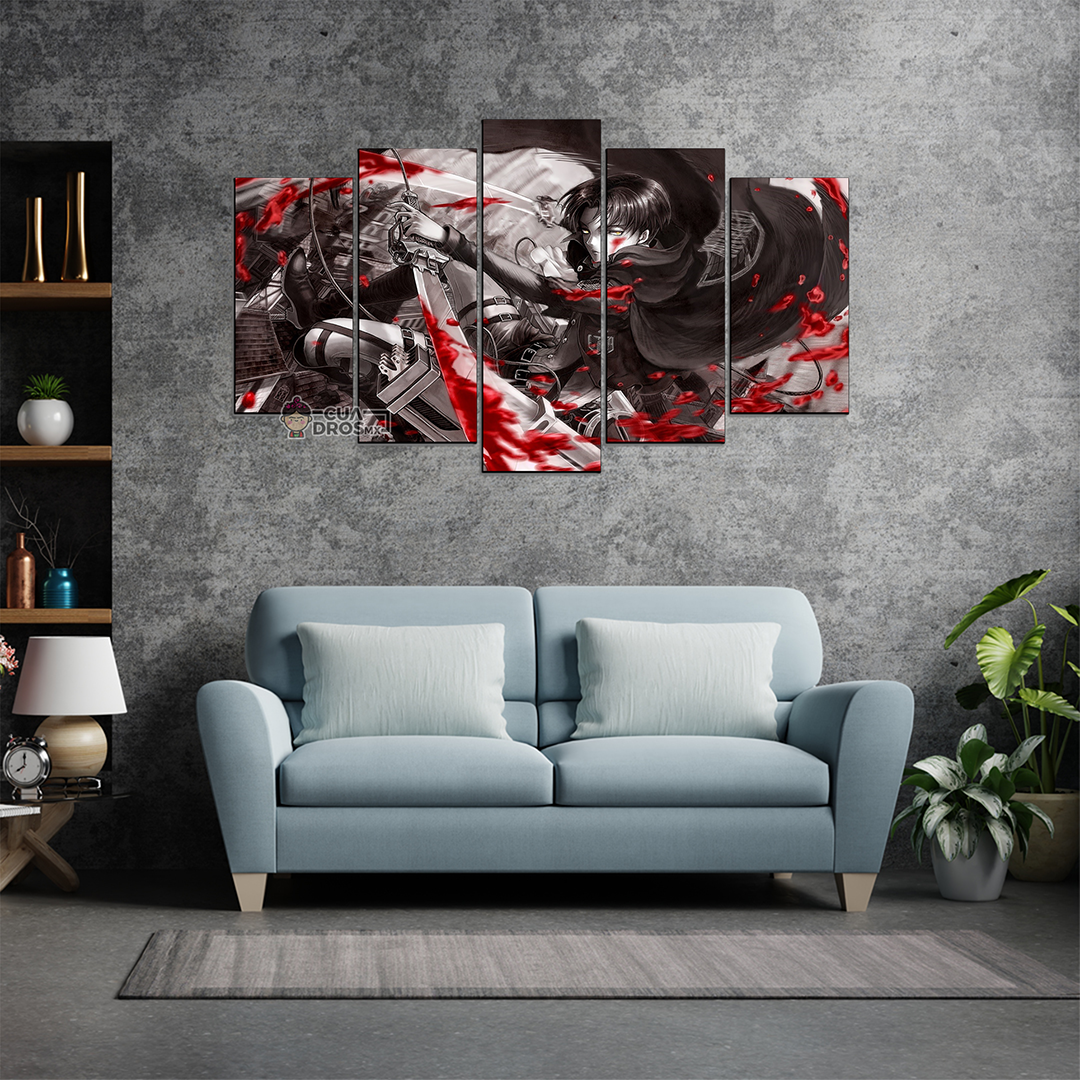 Cuadro Decorativo Anime Levi Ackerman Shingeki no Kyojin 100x60cm 5pzs Cuadros MX