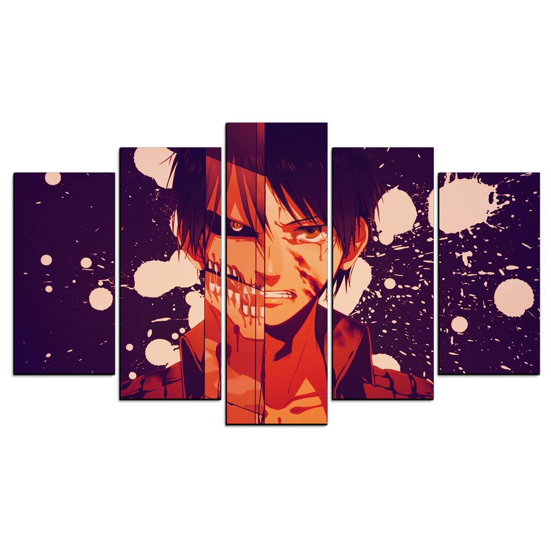 Cuadro Decorativo Anime Eren Titan Shingeki no Kyojin 100x60cm 5pzs Cuadros MX