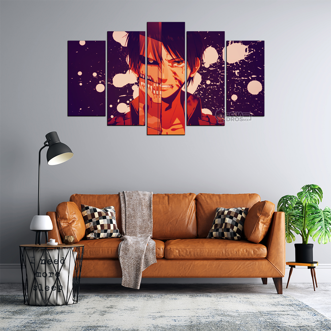 Cuadro Decorativo Anime Eren Titan Shingeki no Kyojin 100x60cm 5pzs Cuadros MX
