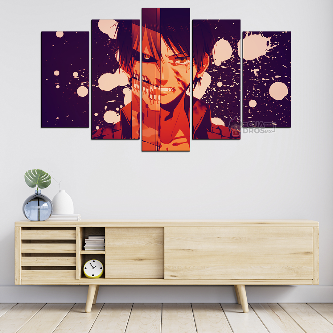 Cuadro Decorativo Anime Eren Titan Shingeki no Kyojin 100x60cm 5pzs Cuadros MX