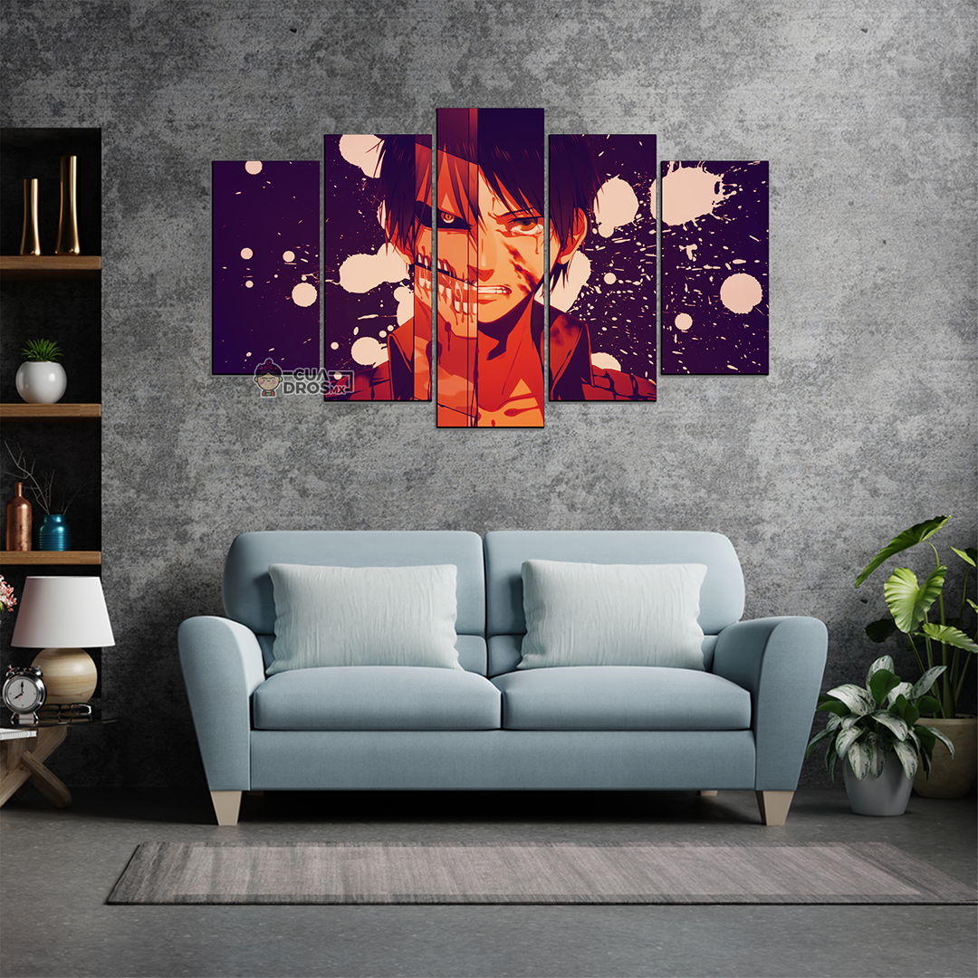 Cuadro Decorativo Anime Eren Titan Shingeki no Kyojin 100x60cm 5pzs Cuadros MX