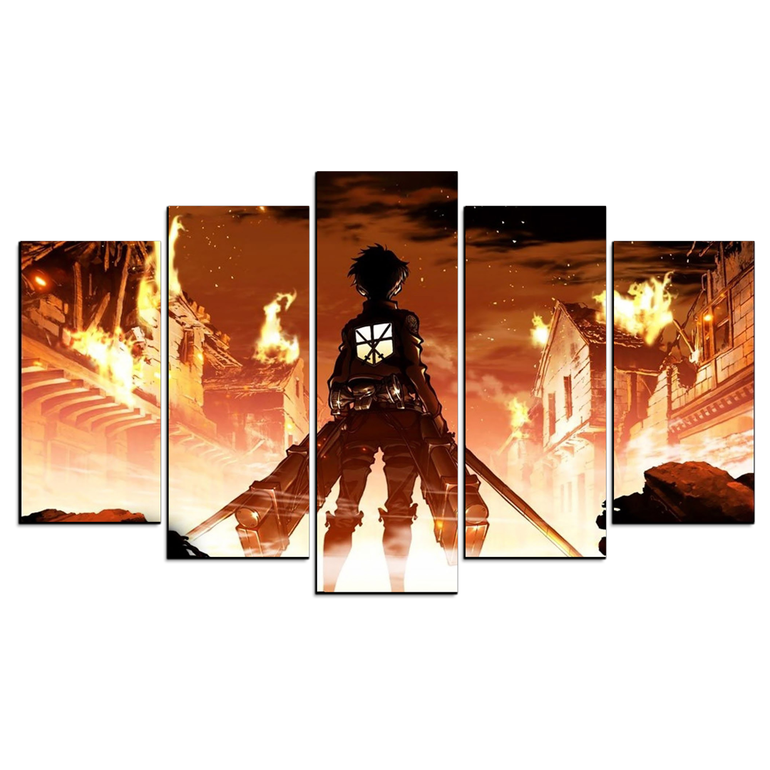 Cuadro Decorativo Anime Eren Jaeger Shingeki no Kyojin 100x60cm 5pzs Cuadros MX
