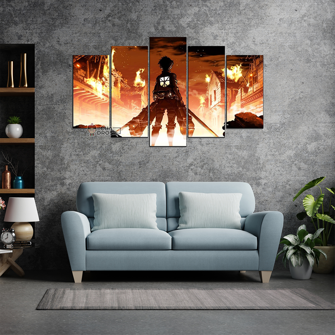 Cuadro Decorativo Anime Eren Jaeger Shingeki no Kyojin 100x60cm 5pzs Cuadros MX