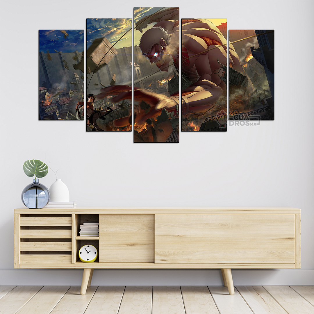 Cuadro Decorativo Anime Ataque A Los Titanes Anime 100x60cm 5pzs Cuadros MX