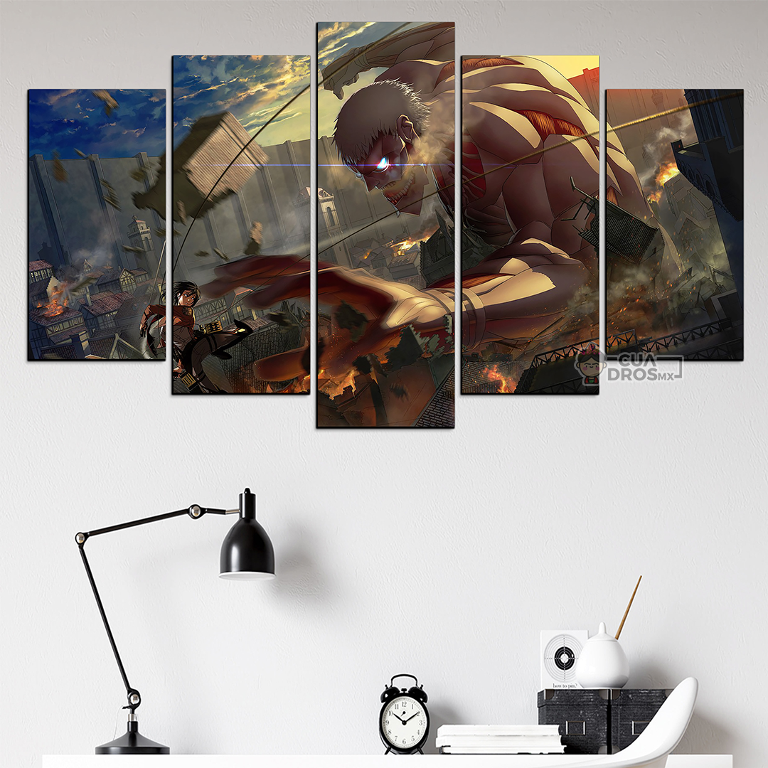 Cuadro Decorativo Anime Ataque A Los Titanes Anime 100x60cm 5pzs Cuadros MX