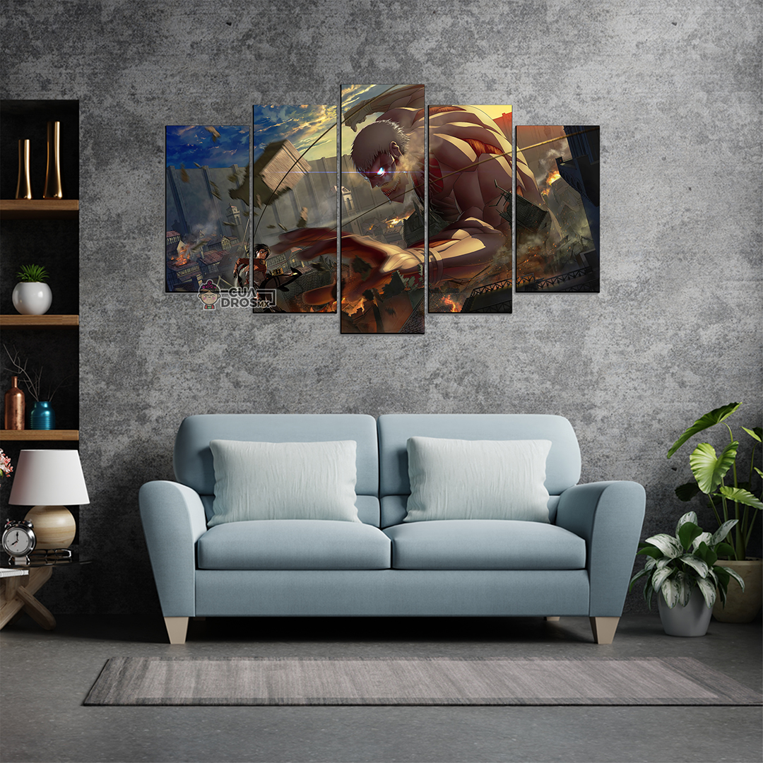 Cuadro Decorativo Anime Ataque A Los Titanes Anime 100x60cm 5pzs Cuadros MX