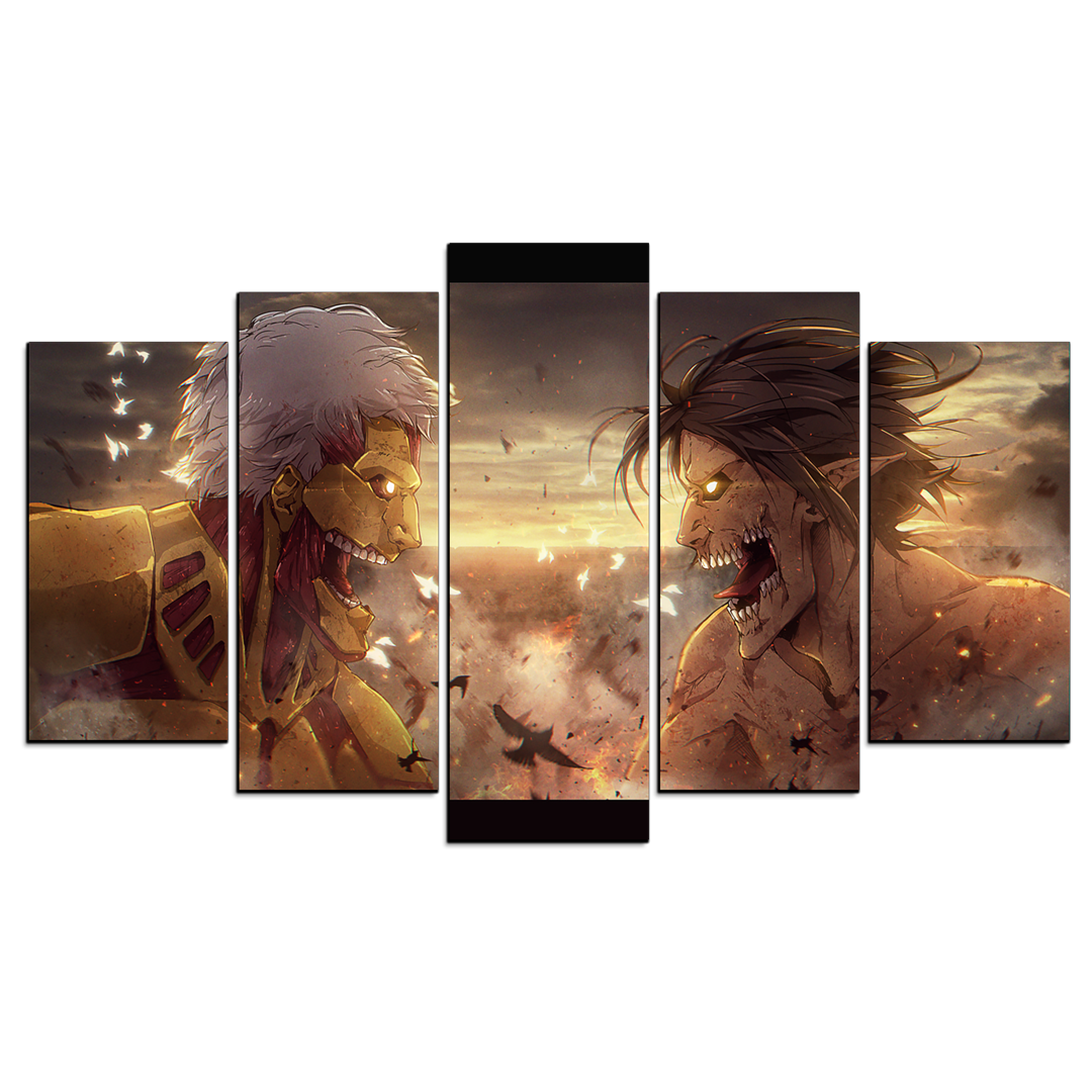 Cuadro Decorativo Anime Eren vs Reiner Shingeki no Kyojin 100x60cm 5pzs Cuadros MX