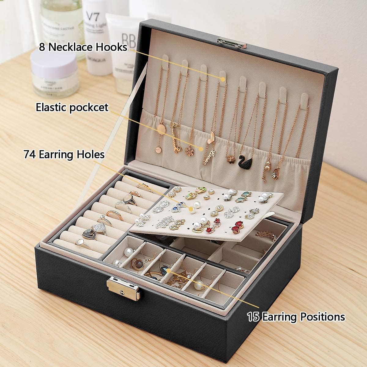 Joyero Caja Organizadora De Joyería Con Llave