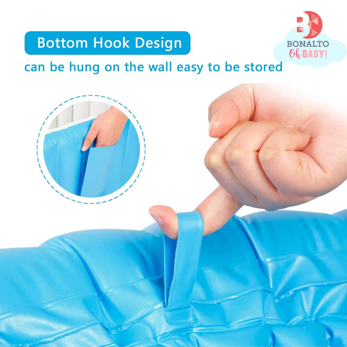 Tina Bañera inflable para bebé, portátil, antideslizante, para viajes, mini piscina de aire, para niños, gruesa, plegable, con bomba de aire, color azul