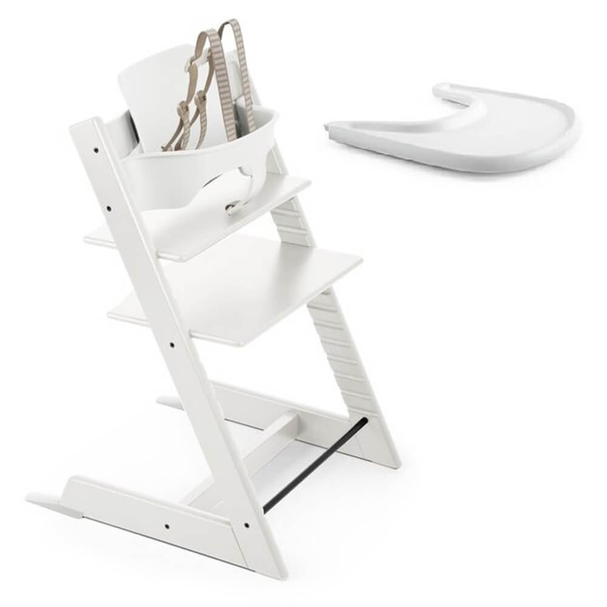Silla Stokke Tripp Trapp Baby Set Tray y Arnes Blanco