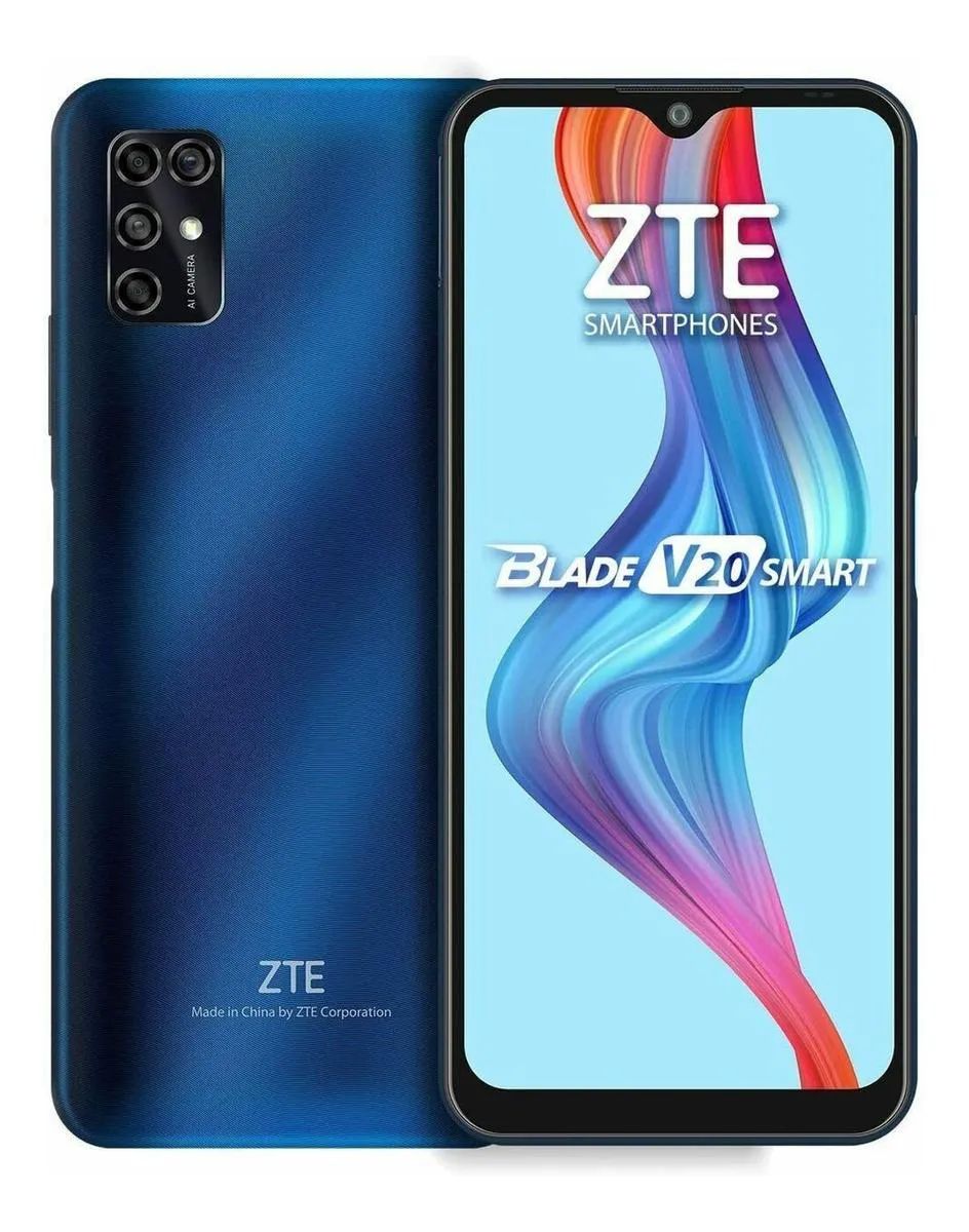 Celular Zte V20 Smart Color Azul 128 Gb 4 gb Ram 4 camaras (Telcel) 