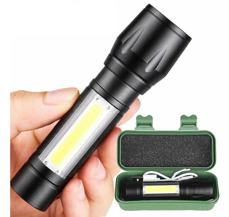 Lámpara Táctica Mini Recargable USB Con Led Lateral