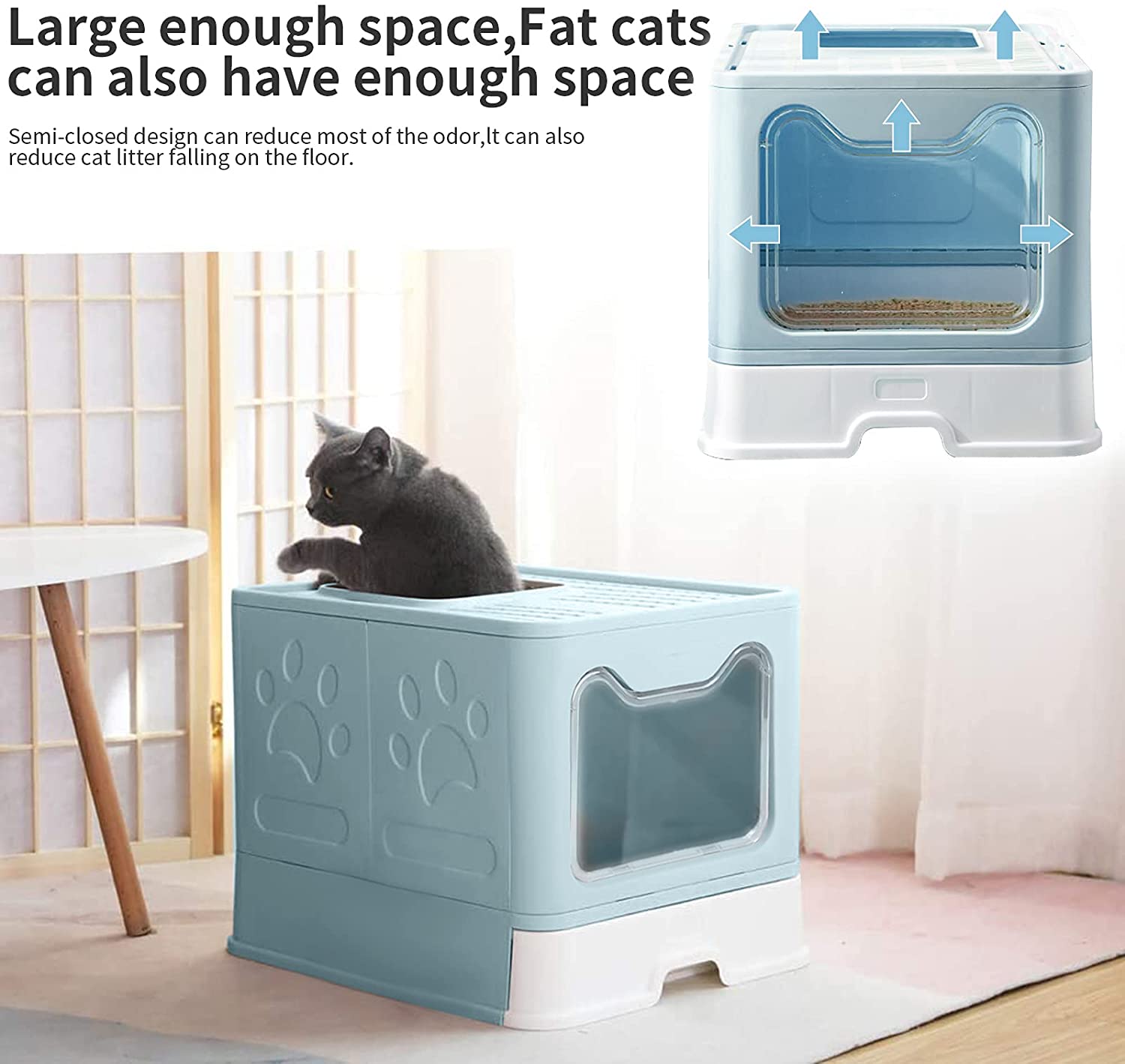 Caja de Arena para Gatos Azul
