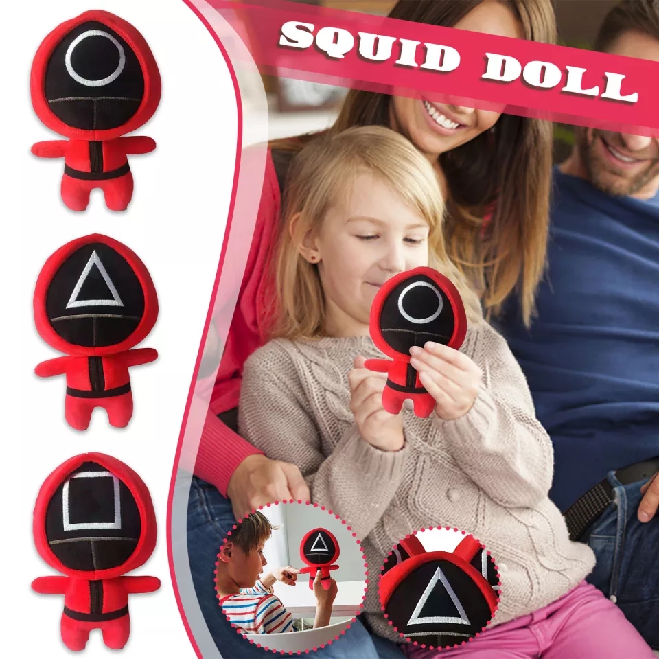 Juego de Calamar Squid Game Peluches de Coleccion Muñeco de Soldado Juego de Calamar , 23cm, Pack 3 unidades