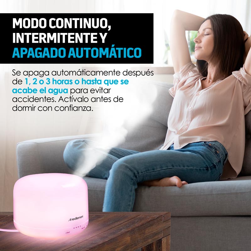 Humidificador y Difusor de Aceites Esenciales Luz LED 12 Colores (500ml) Redlemon