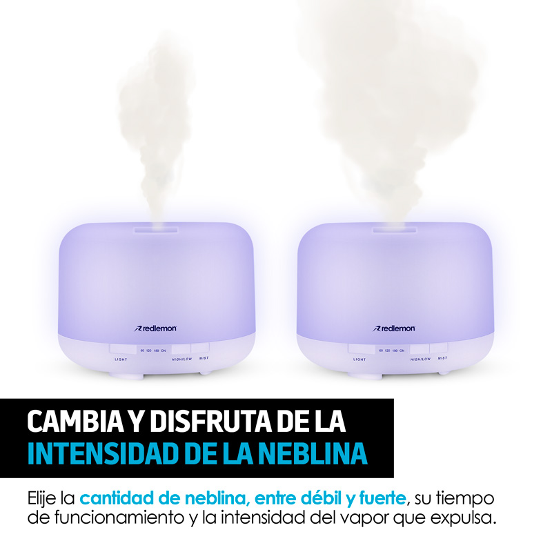 Humidificador y Difusor de Aceites Esenciales Luz LED 12 Colores (500ml) Redlemon