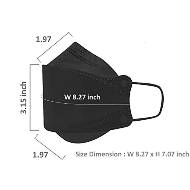 Cubrebocas Mascarilla Kf94 Adulto 20 Piezas, Negro