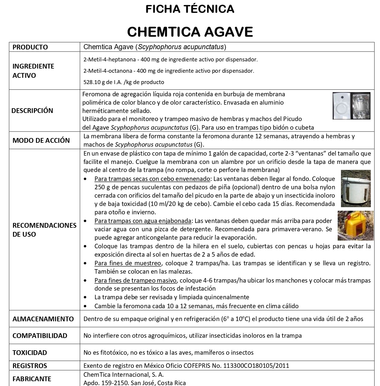 Feromona De Agregación Para Picudo Del Agave Rhynchophorus