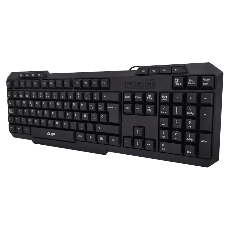 TECLADO ALAMBRICO USB MULTIMEDIA NEGRO 104 TECLAS WINDOWS MAC OS LINUX GTA50 1.20 METROS PC LAP