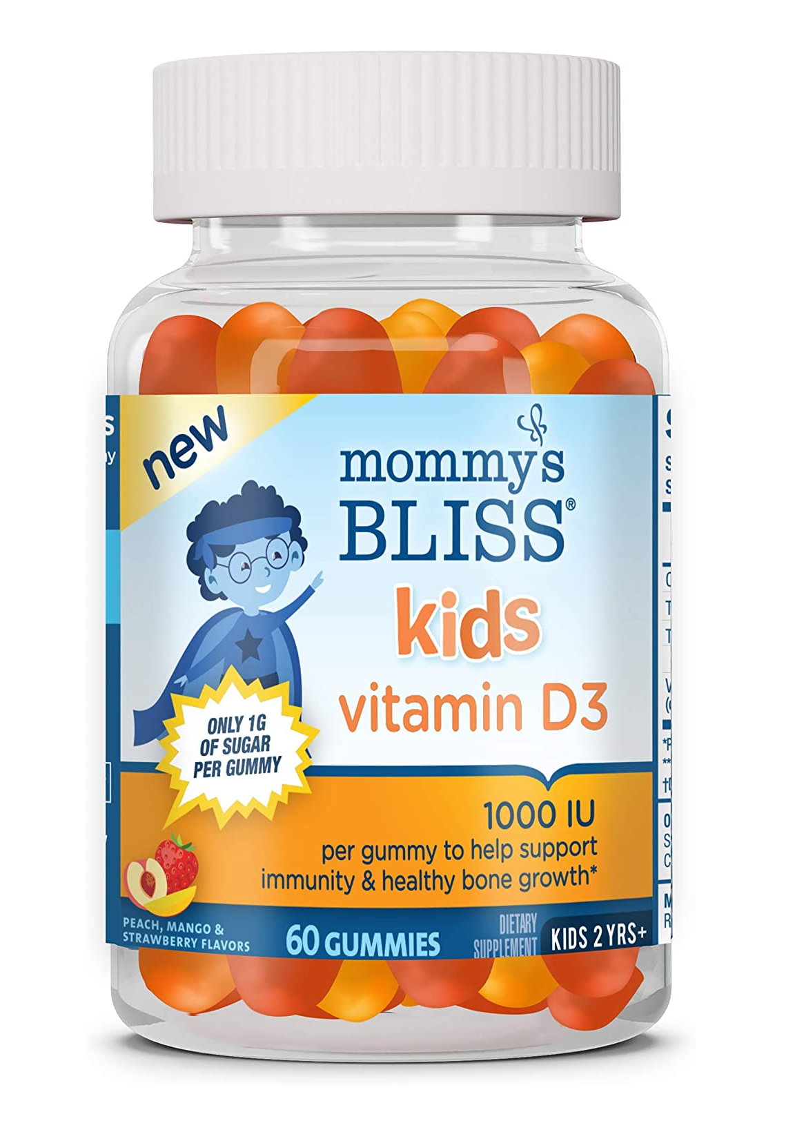 Mommy's Bliss Gomitas de vitamina D3 para niños 60 gomitas 6.4 Onzas