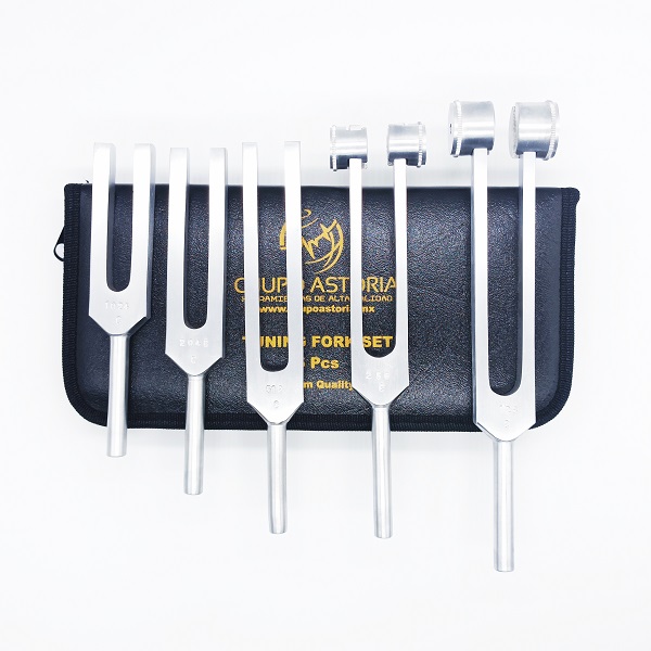 Diapasones Aluminio Medico 5pcs con Estuche de Piel 128Hz Audiometria