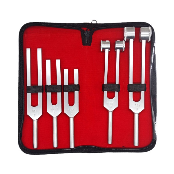 Diapasones Aluminio Medico 5pcs con Estuche de Piel 128Hz Audiometria