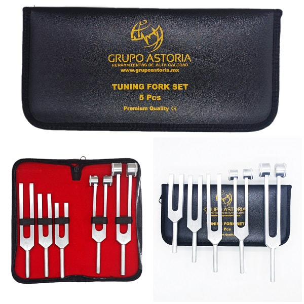 Diapasones Aluminio Medico 5pcs con Estuche de Piel 128Hz Audiometria