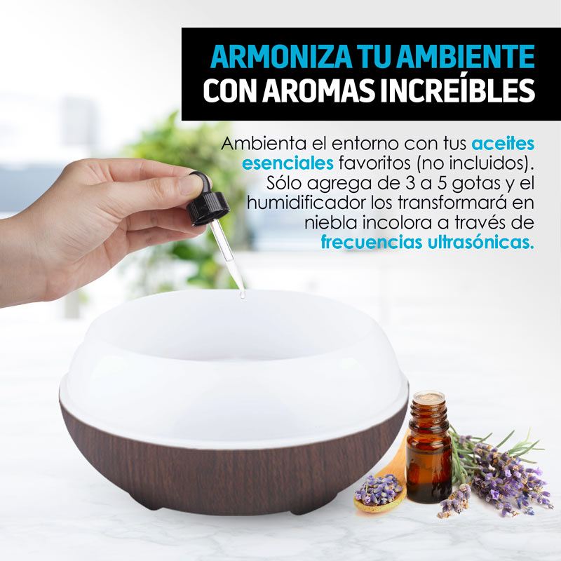 Humidificador y Difusor de Aceites Esenciales con Control Remoto (550ml)