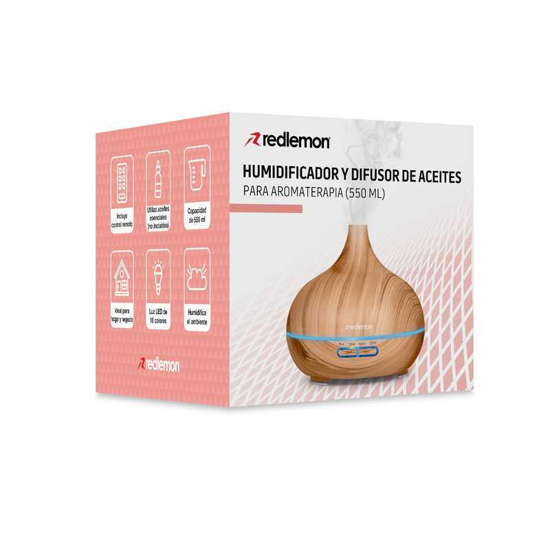 Humidificador y Difusor de Aceites Esenciales con Control Remoto (550ml)