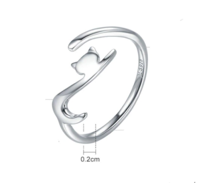 Anillo Gato ajustable en Plata 925 Amour