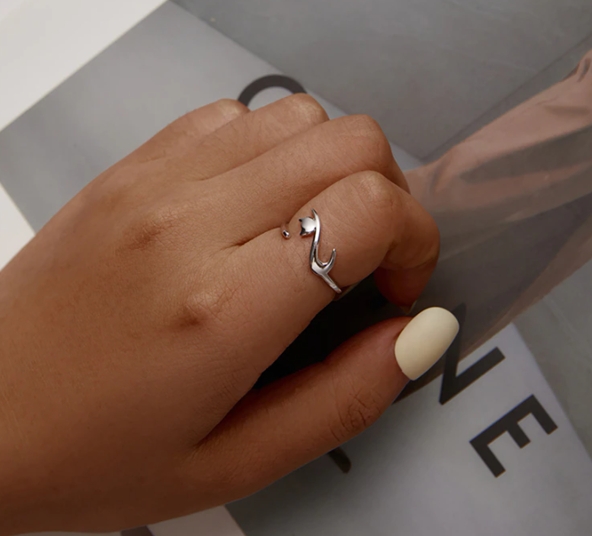 Anillo Gato ajustable en Plata 925 Amour