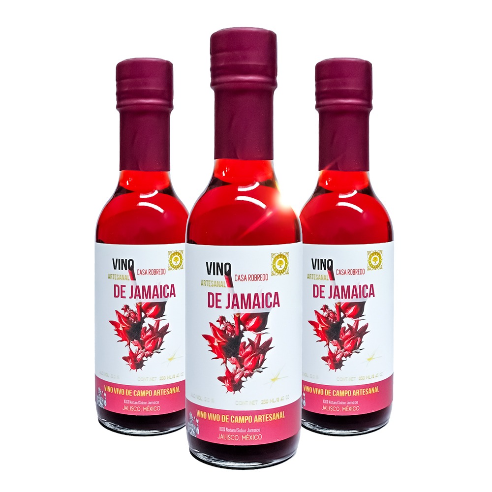 Tripack Vino Artesanal De Jamaica Casa Robredo 250 Ml