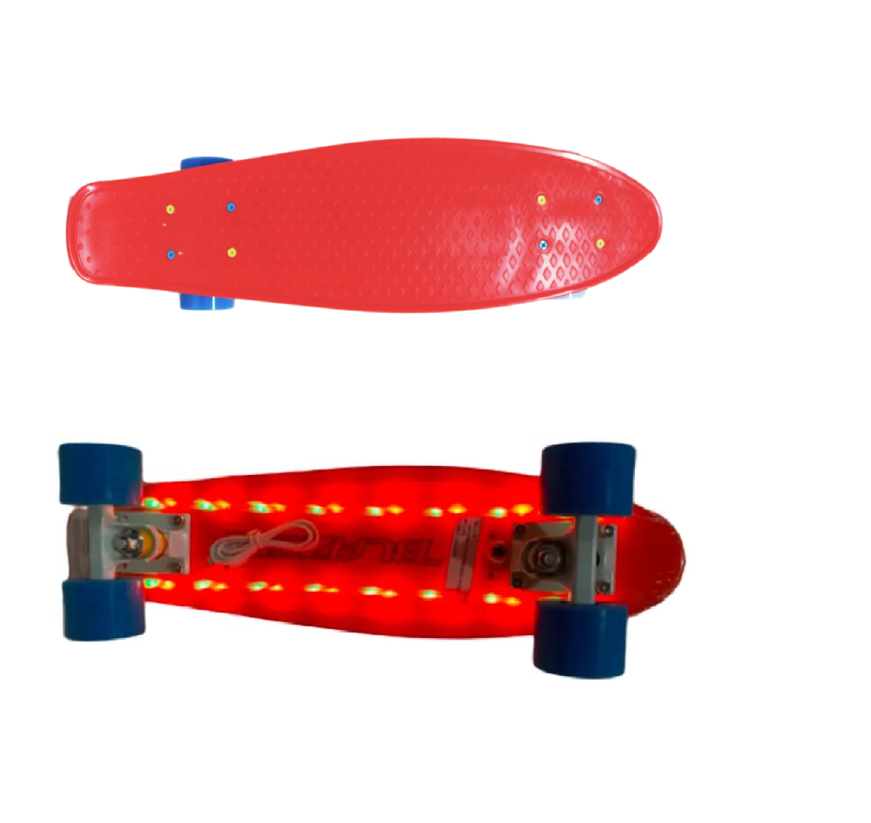 Pennyboard Color Rojo con Luz LED en Plataforma