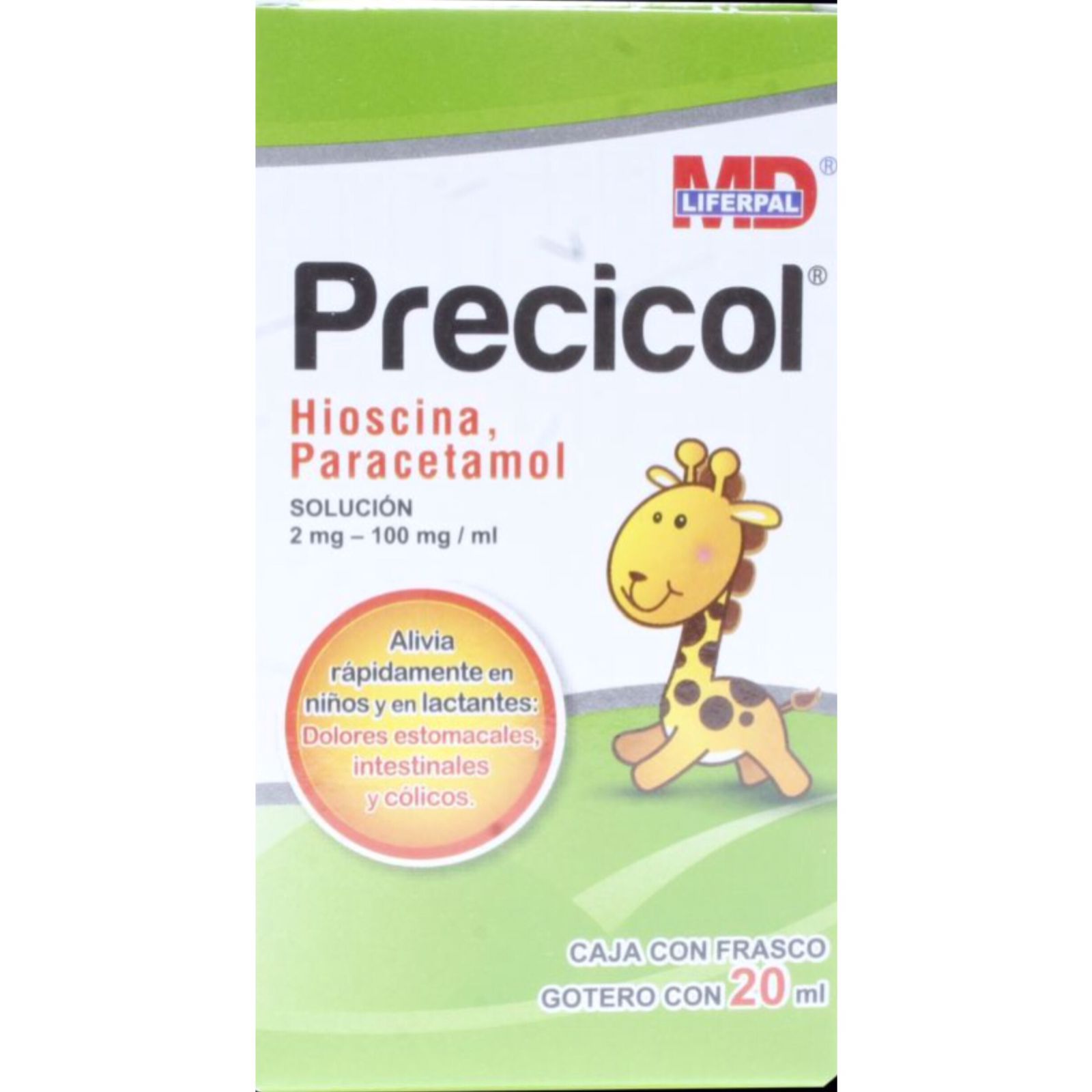 Hioscina, Paracetamol Liferpal, 2mg/100mg Solución 20ml