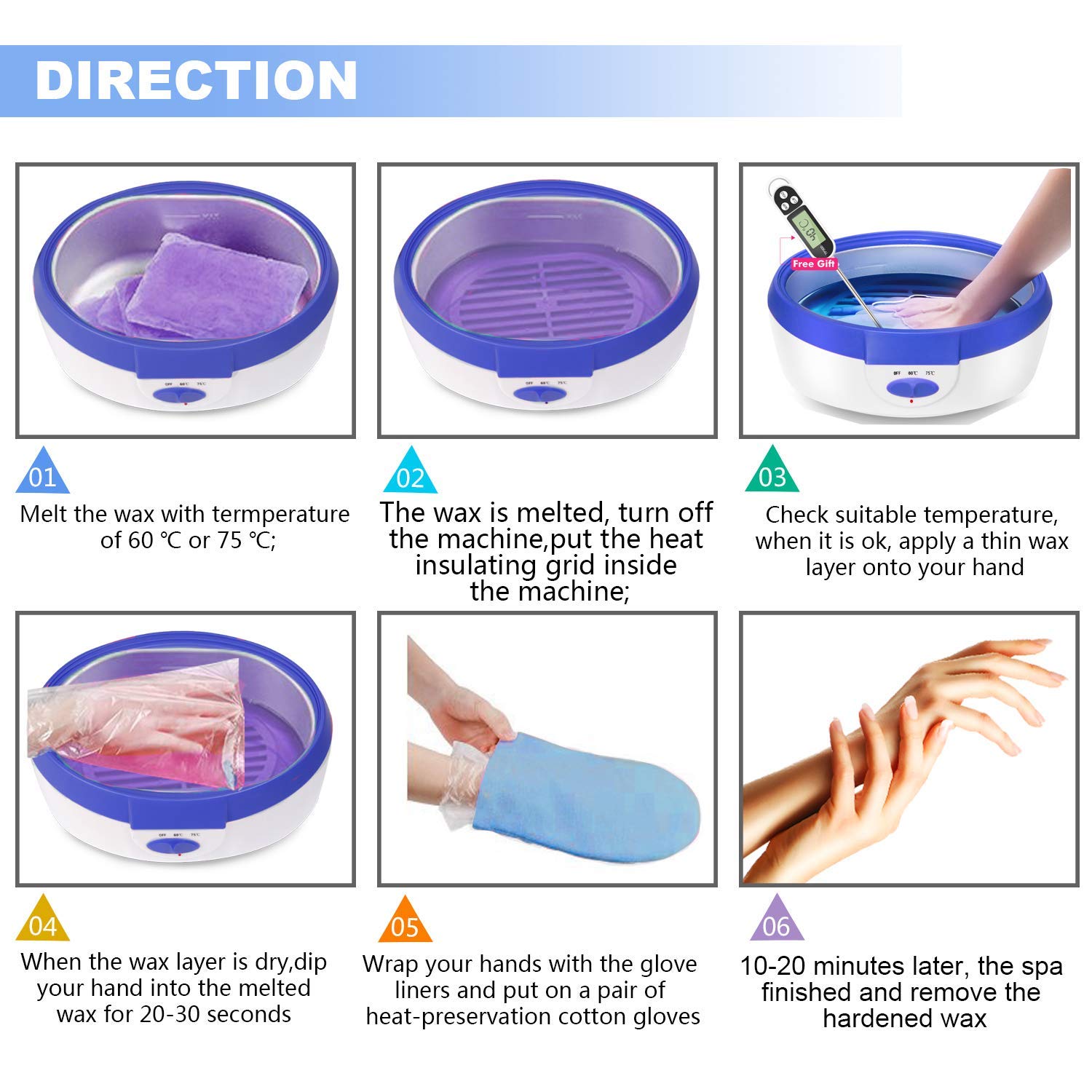 Cera De Parafina Para Manos Y Pies Color Azul Ejiubas