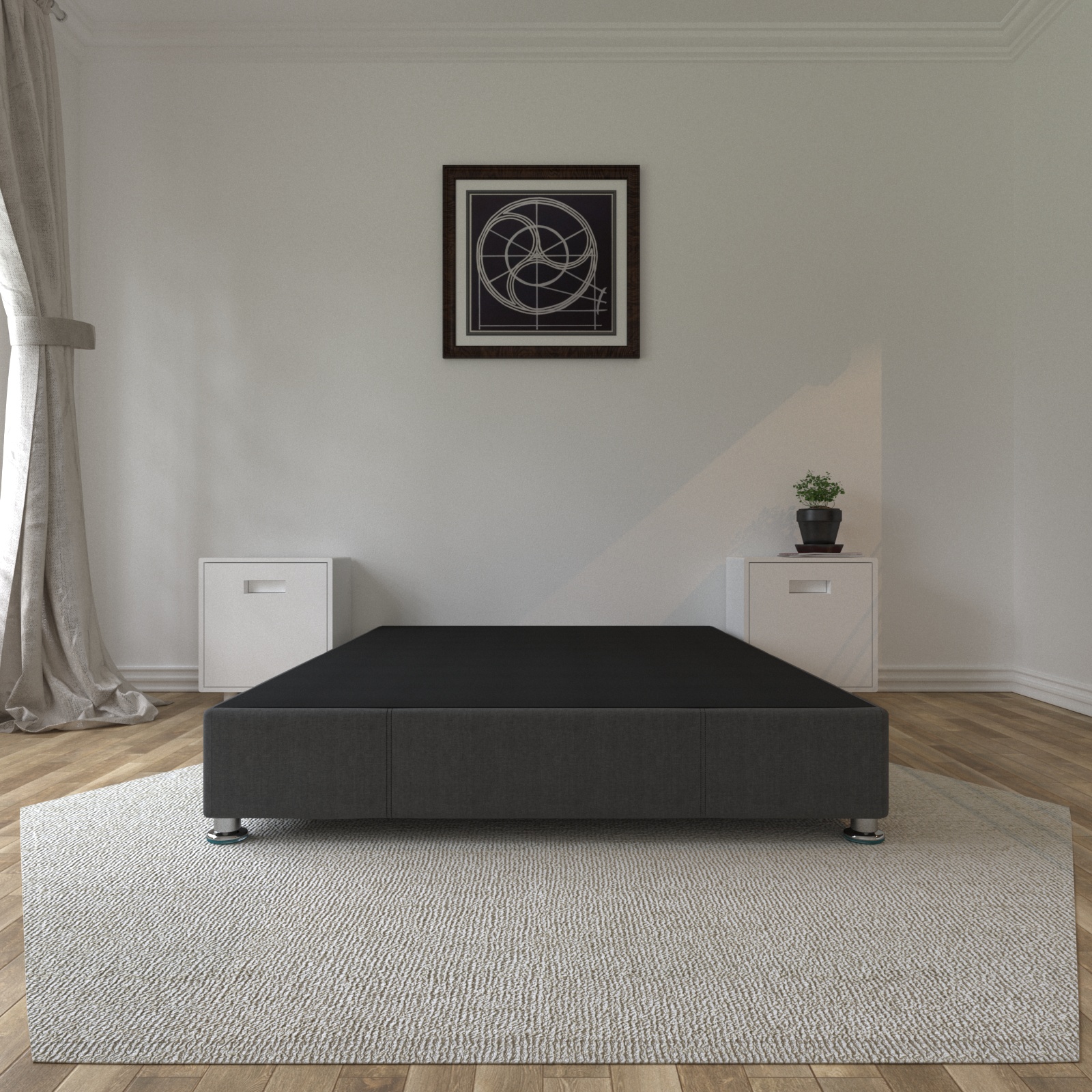 Base King Size Color Gris con Patas 