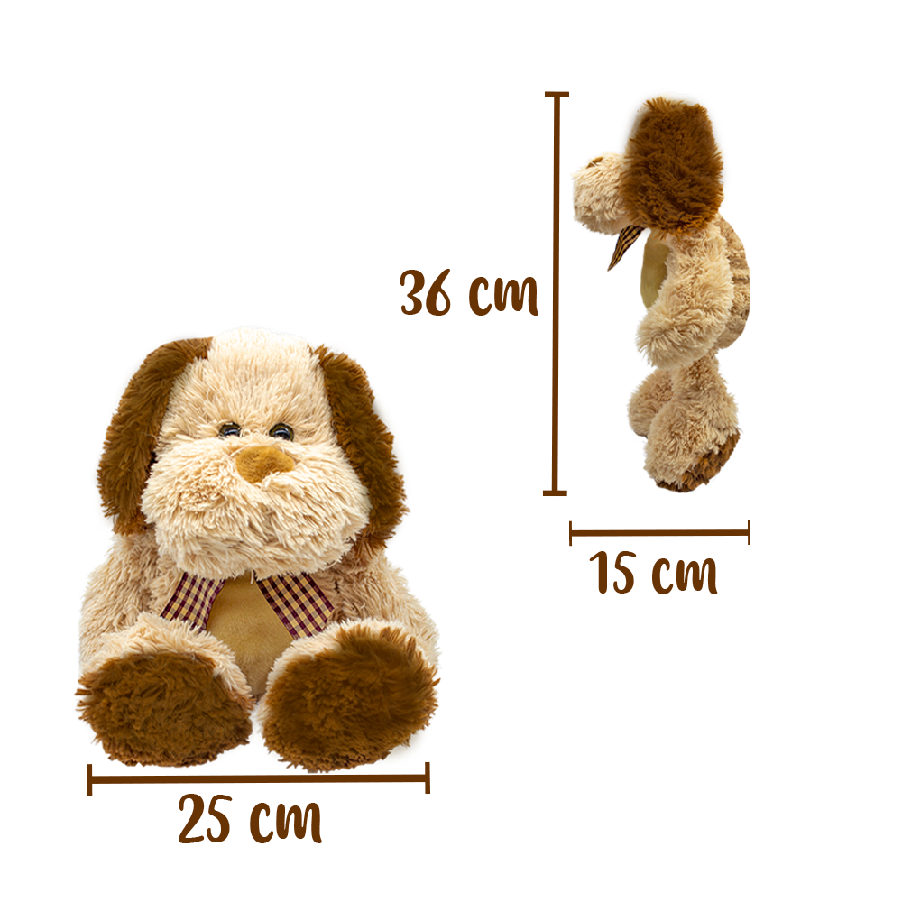 Perro De Peluche Café Con Moño Perrito Felpa 36 Cm 2 Piezas Perros de Peluche Suave Mediano