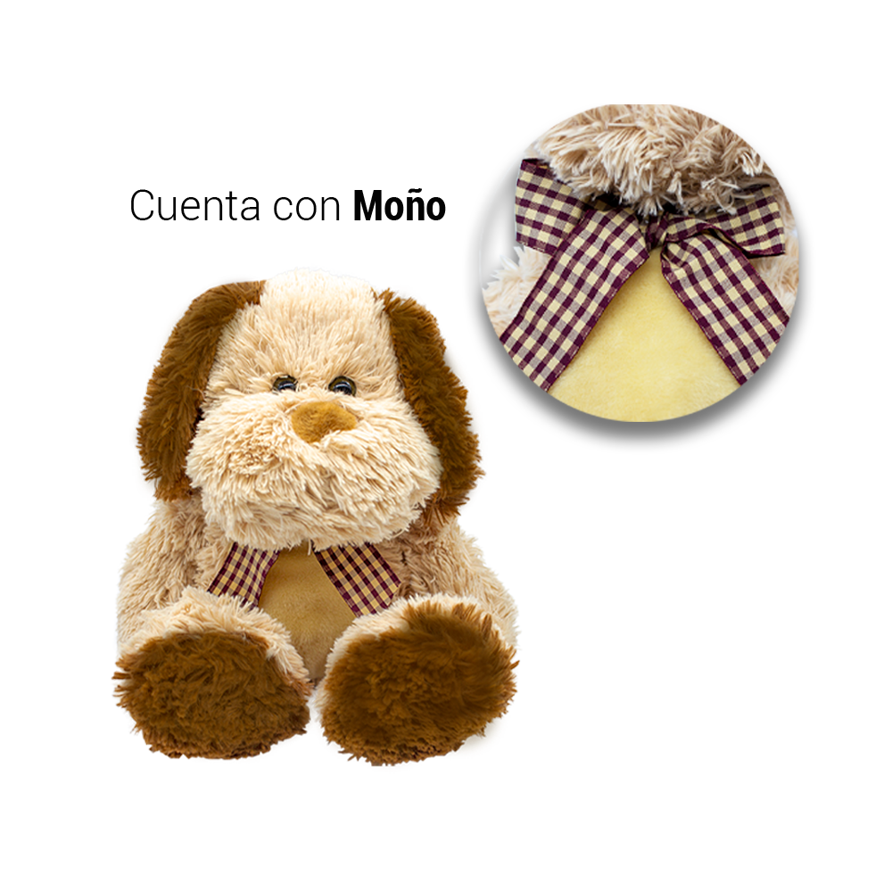 Perro De Peluche Café Con Moño Perrito Felpa 36 Cm 2 Piezas Perros de Peluche Suave Mediano
