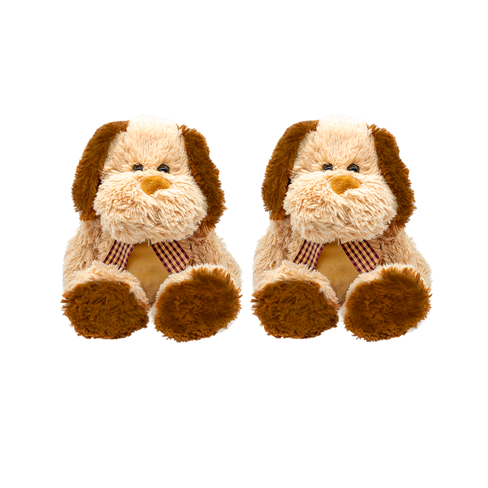 Perro De Peluche Café Con Moño Perrito Felpa 36 Cm 2 Piezas Perros de Peluche Suave Mediano