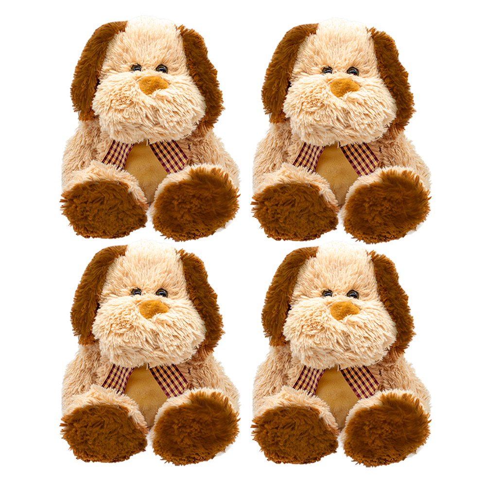 Perro De Peluche Café Con Moño Perrito Felpa 36 Cm 4 Piezas Perros de Peluche Suave Mediano