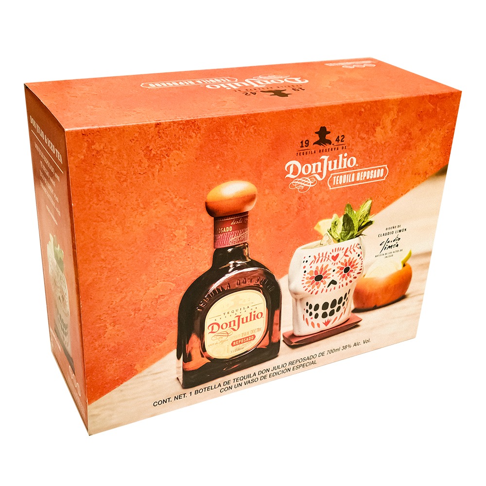 Gift Pack Tequila Don Julio Reposado 700ml Con Vaso Calavera