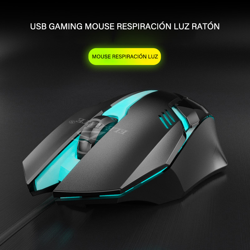 Mouse alámbrico USB Gaming Respiración Luz Ratón.